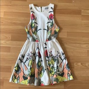 White dress with floral print